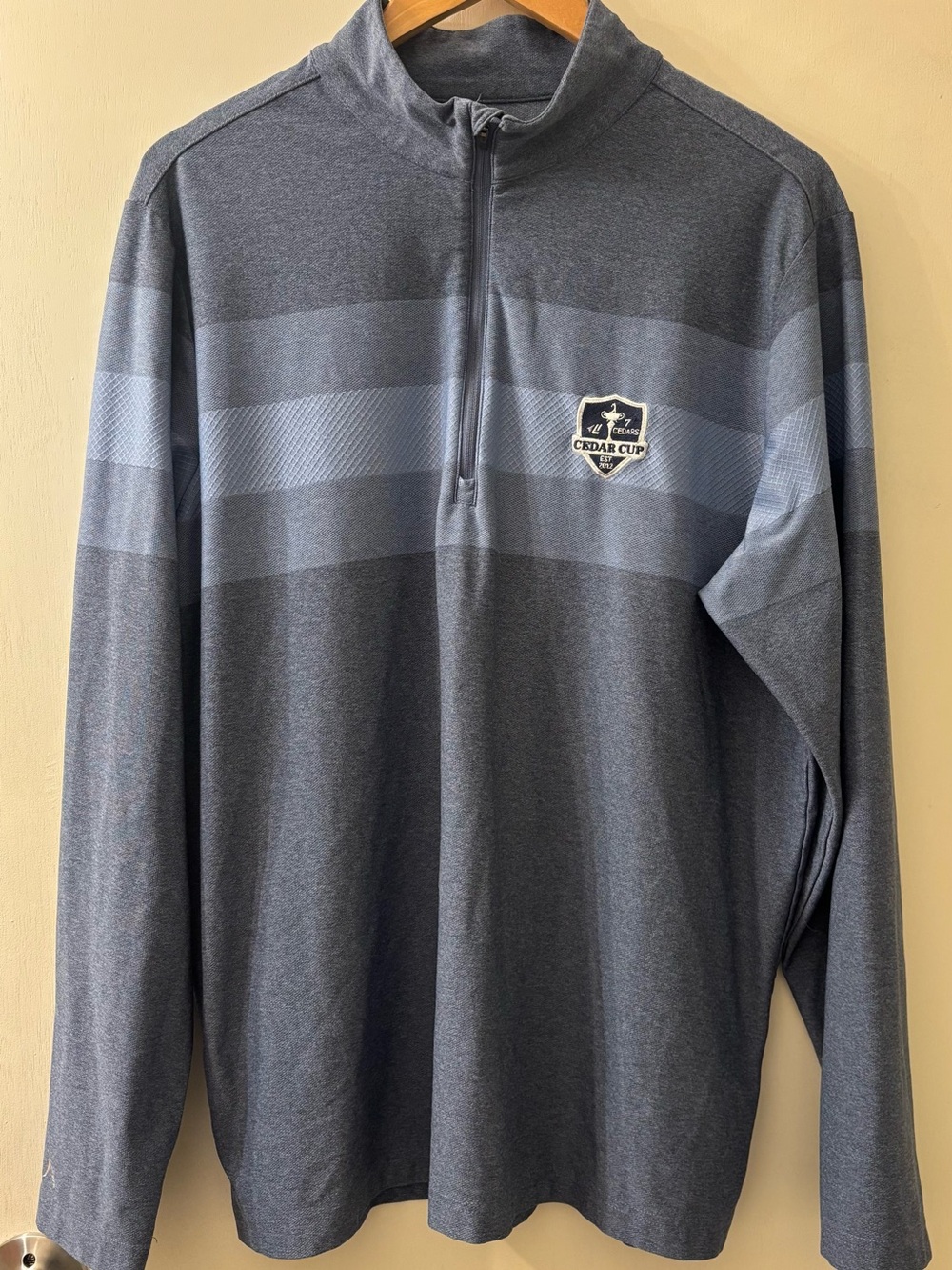 Antigua Cedar Cup Golf Men's 1/4 Zip Texture Pullover - Slate and Light Blue